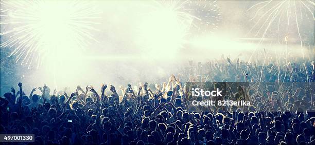 Cheering Crowd At Concert Stock Photo - Download Image Now - Stadium, Crowd of People, Backgrounds