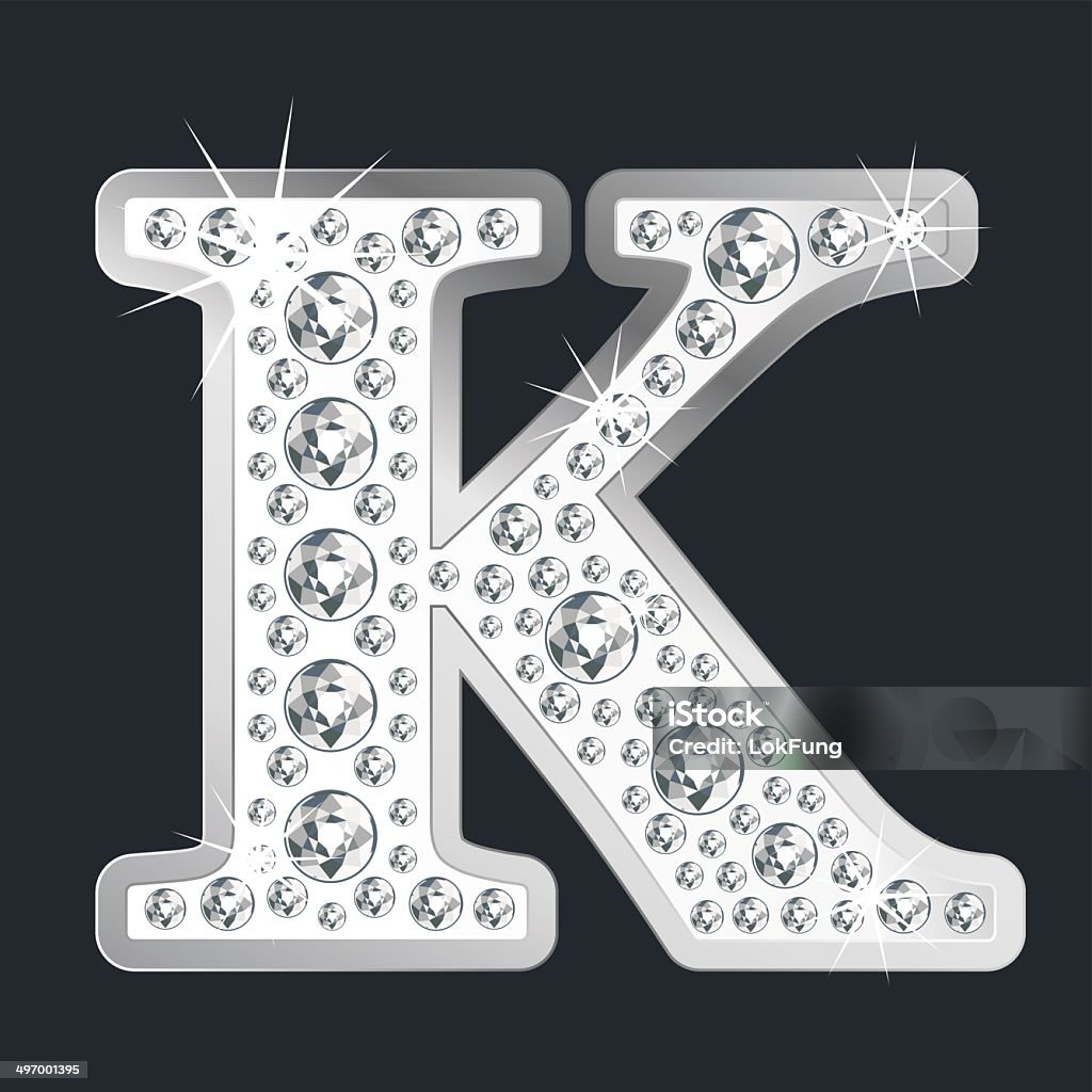 Silver Shining Letter K With Diamonds Stock Illustration ...