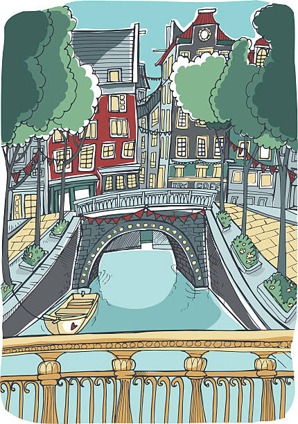 Love Amsterdam en été - Illustration vectorielle