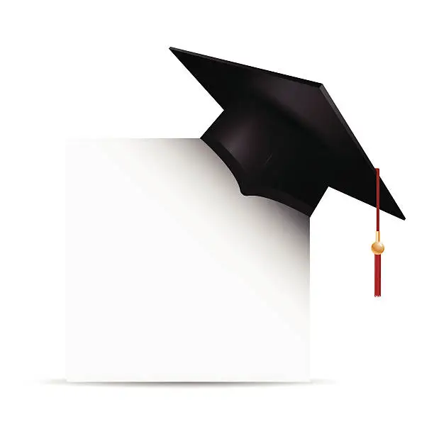 Vector illustration of Graduation cap with blank sign