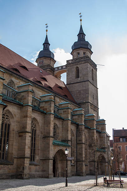 Church of the Holy Spirit in Bayreuth, Germany, 2015 The Church of the Holy Spirit, in German referred as the Stadtkirche Heilig Dreifaltigkeit, is located in the historic area of the city of Bayreuth close to the pedestrian zone, the church was re-built in 1614 in a late gothic style bayreuth stock pictures, royalty-free photos & images