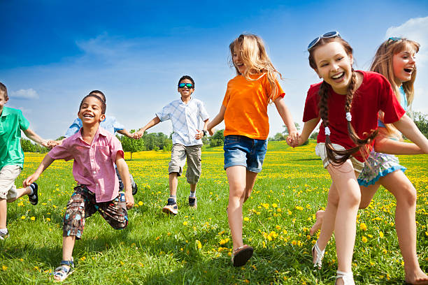 istock Group of running kids 497001779