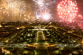 Fireworks, celebration of the New Year in Paris, France