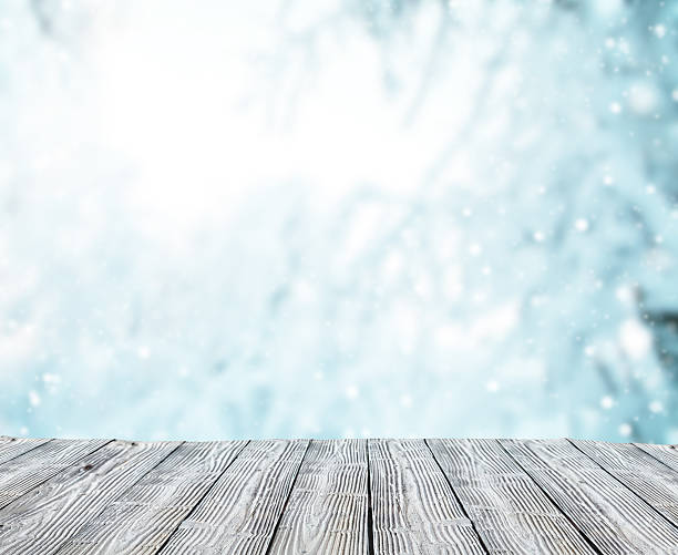 istock Winter landscape with wooden planks 497003080