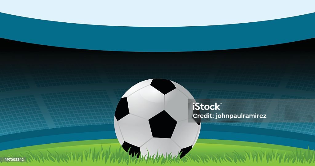 Soccer, Football, Soccer Ball, Sport, Stadium Vector Illustration of Soccer Ball inside the Stadium. Best for Sport, Soccer, Football, Fitness, Competition concept.  Grass stock vector