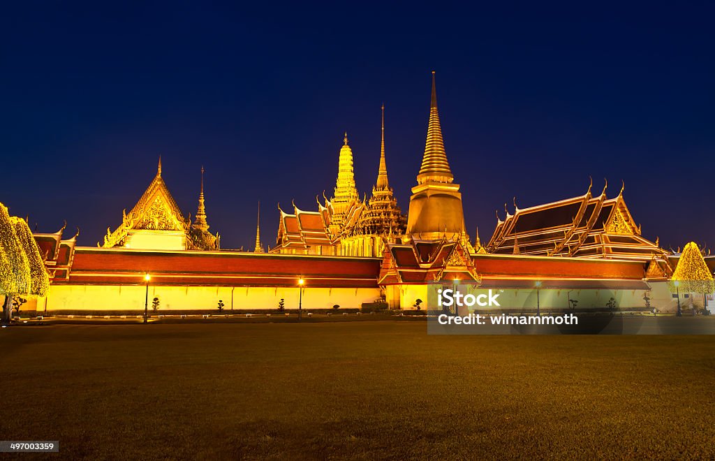 Wat Phra Kaew Royal Palace at night. Wat Phra Kaew Royal Palace at night, Bangkok, Thailand  Architecture Stock Photo