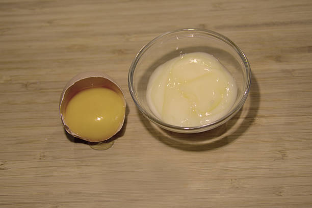 istock facial cream and a yolk, on the table 497005520