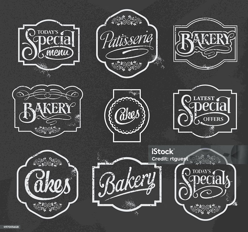 chalkboard calligraphic vector signs chalkboard calligraphic vector sign and label design set Bakery stock vector
