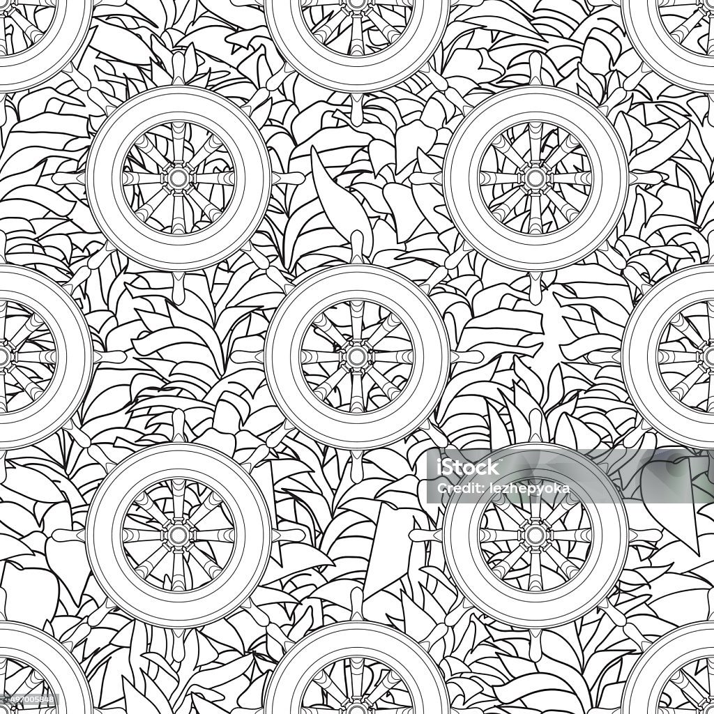 Ship equipment seamless pattern. Ship equipment seamless pattern. Adult antistress coloring page. Vector illustration. 2015 stock vector