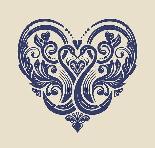 Decorative heart design Vector ornament. Victorian style ornate design element. Decorative heart pattern for invitations, greeting cards and weddings locket stock illustrations