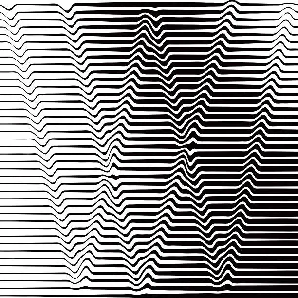 Vector illustration of Pop Art Halftone Pattern of Rippled, Wavy Lines Forming W