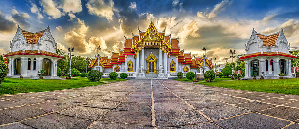 Asia,The Marble Temple ( Wat Benchamabophit ), Bangkok, Thailand stock photo