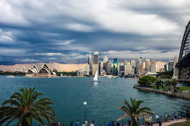 Cityscape of Sydney Downtown in a beautiful day. CBD and Sydney Harbor