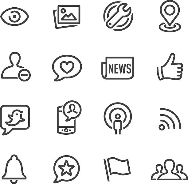 Social Networking Icons - Line Series View All: bell photos stock illustrations