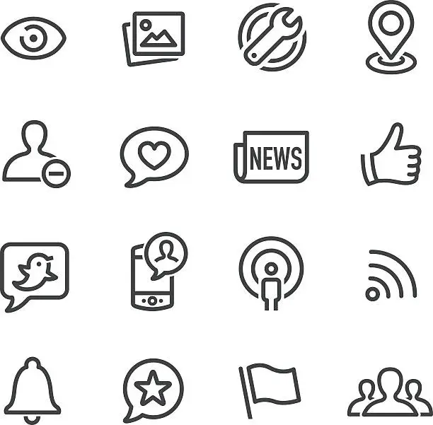 Vector illustration of Social Networking Icons - Line Series