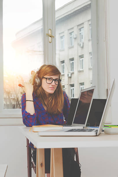 istock Young office-girl surfing on the internet. 497009802