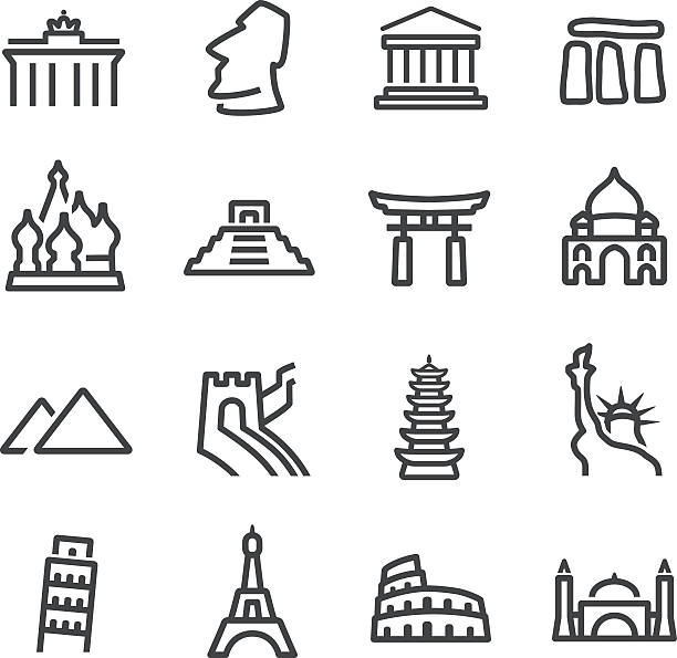 ilustrações de stock, clip art, desenhos animados e ícones de série de ícones-linha de referência - coliseum italy rome istanbul