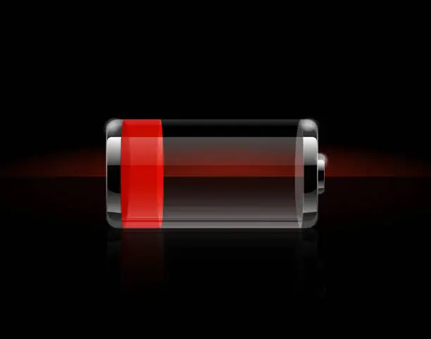 Vector illustration of Glossy transparent battery icons