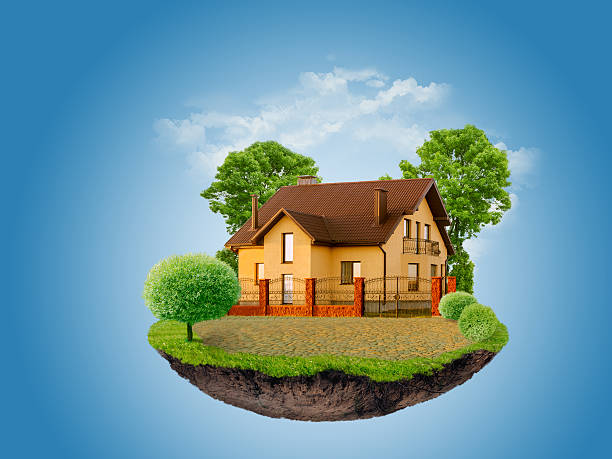 istock The house stands on  flying island 497021220