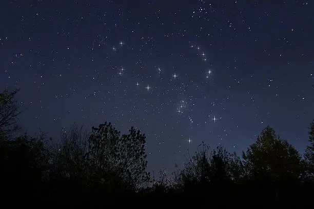Photo of Constellation of Orion in real night sky, The Hunter