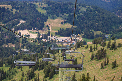 The view from the top of the Dreamcatcher chair lift at Grand Targhee Ski Resort above Teton Valley, Idaho.