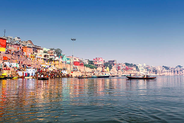 istock Ghat on river Ganges, Varanasi, India. 497021983