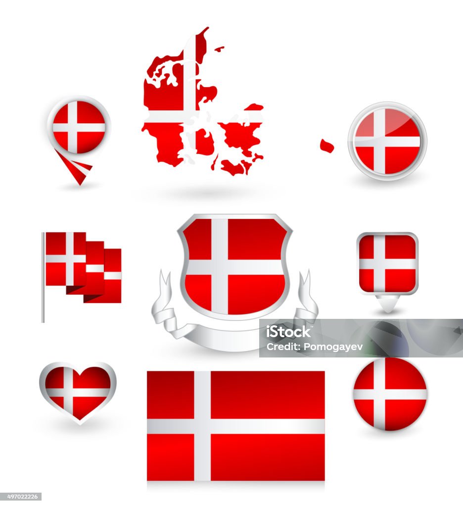 Denmark Flag Collection Denmark Flag Collection. Vector icon set. Danish Flag stock vector