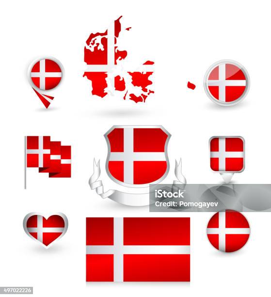 Denmark Flag Collection Stock Illustration - Download Image Now - Danish Flag, 2015, Badge