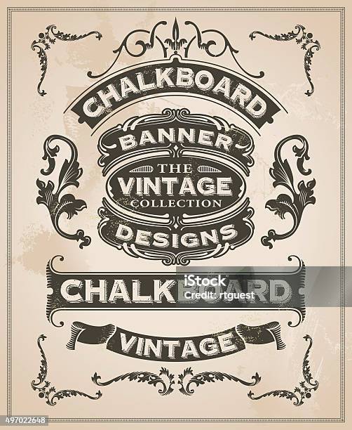 Vintage Retro Hand Drawn Bannerset Stock Vektor Art und mehr Bilder von Ornament - Ornament, Viktorianischer Stil, Altertümlich