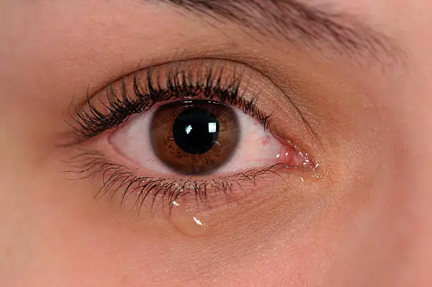 Close up of eye with tear