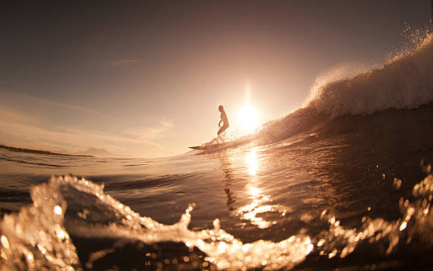 istock The girl with surf at sunrise 497022861