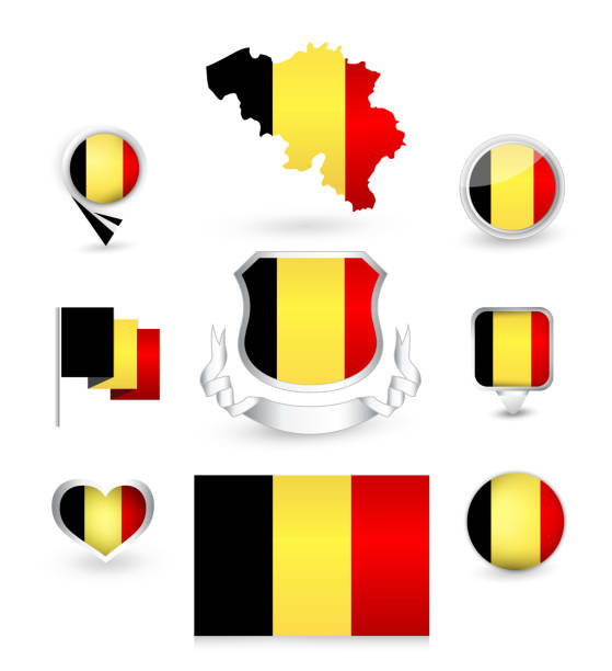 ilustrações de stock, clip art, desenhos animados e ícones de coleção de bandeira da bélgica - belgium belgian flag flag shield