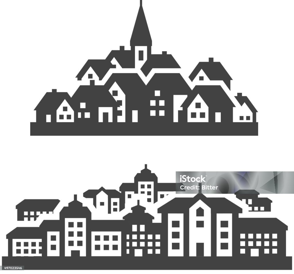 city, town icons set. signs and symbols city. Set of icons on a white background. vector illustration Village stock vector