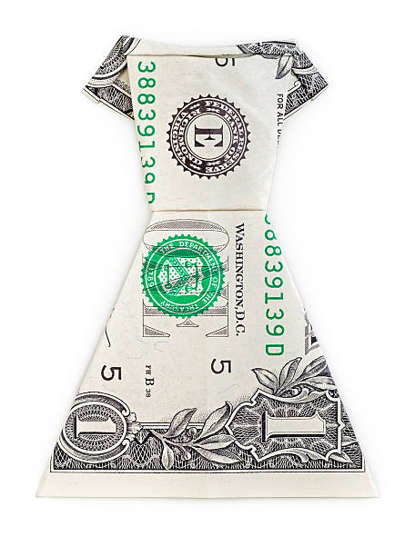 istock Dollar origami dress isolated on white background 497024152