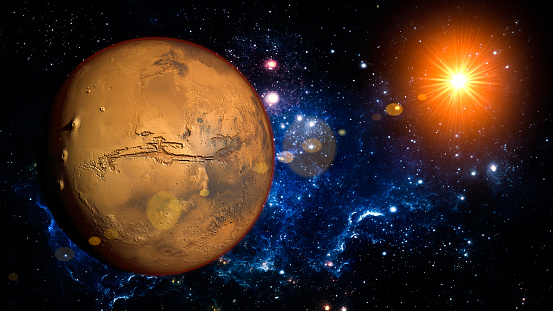 Mars Planet Solar System space isolated illustration 