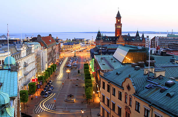 Panorama of evening Helsinborg, Sweden