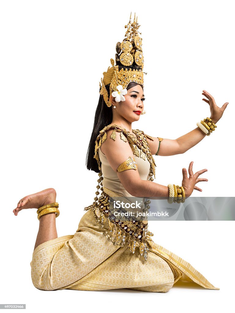 Apsara Dancer Of Angkor Wat Isolated On White Background Stock ...