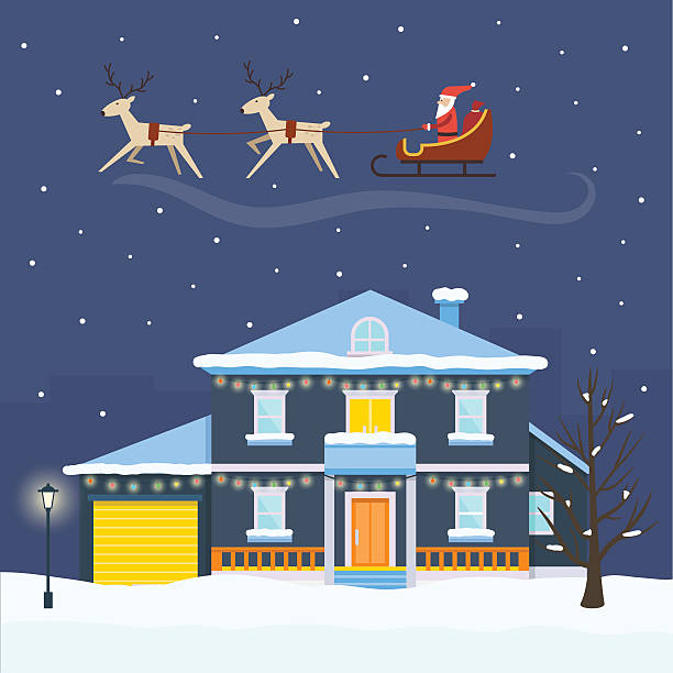 istock Christmas winter city street with Santa 497033414