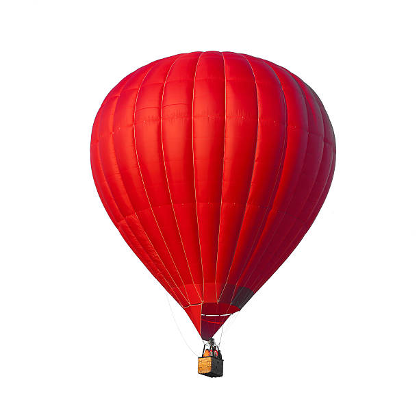 Vilnius, Lithuania - September 3, 2015: Red colorful air balloon fly in the sky, Vilnius, Lithuania