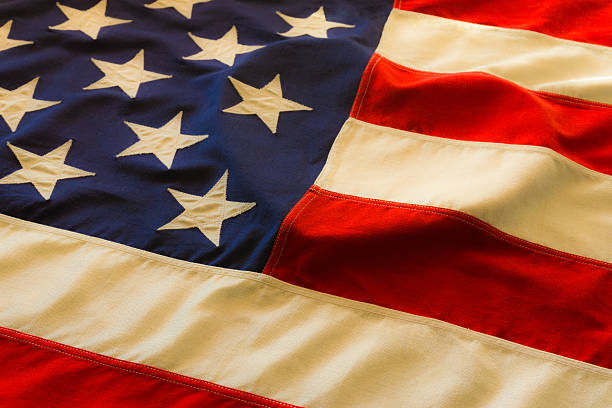 istock Antique American Flag with heart (P) 497037079