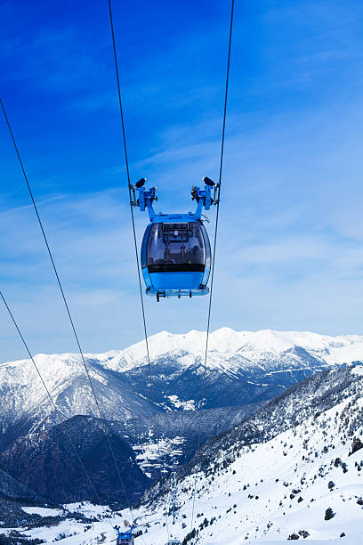 istock Front view of ski lift cable car 497038027
