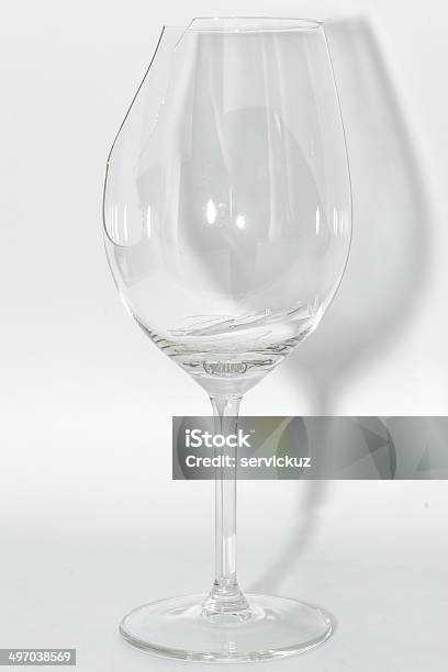 Broken Clear Wineglass With Sharp Glass Fragments Inside Stock Photo - Download Image Now