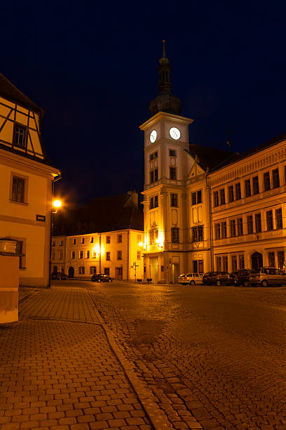 istock Loket main square, little town at night 497038571