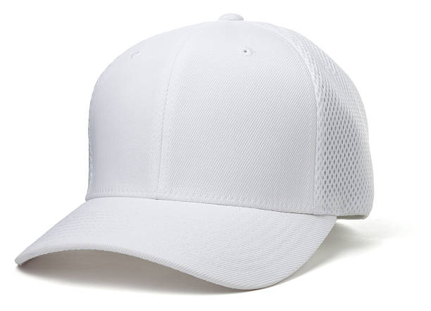 chapéu branco de beisebol - baseball cap cap isolated nobody - fotografias e filmes do acervo