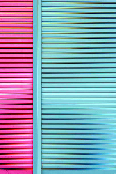 istock Steel door pink blue 497041569