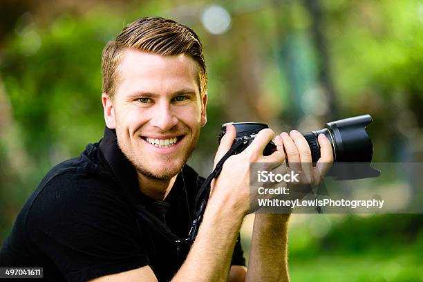 Happy Photographer Close Up Stock Photo - Download Image Now - 20-29 Years, 25-29 Years, Adult