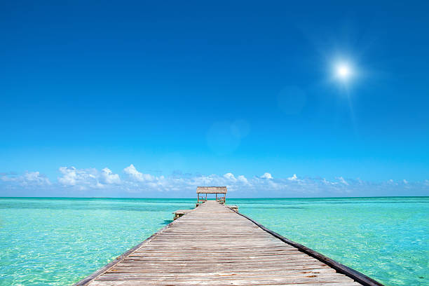 istock Tropical beach, blue sky, white sand, turquoise water, shining sun 497041899