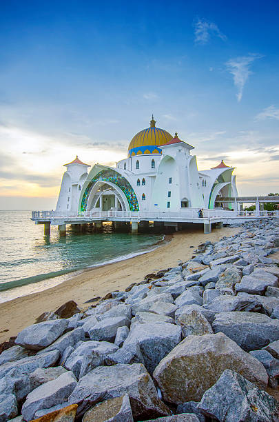 istock Majestic view of Malacca Straits Mosque during sunset 497054226