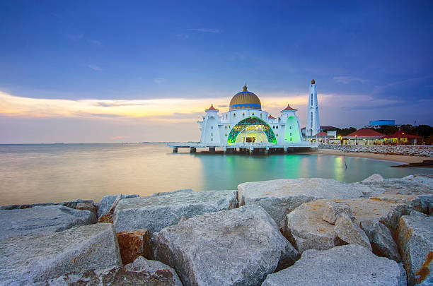 istock Majestic view of Malacca Straits Mosque during sunset 497054718