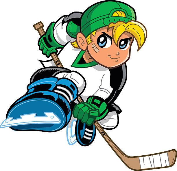 Anime Manga Hockey Player vector art illustration